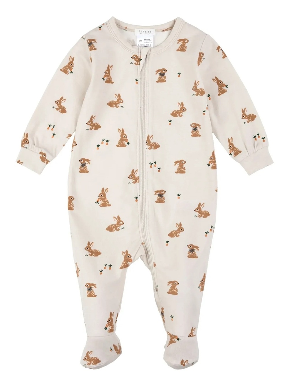 Petit Lem Organic Cotton Bunny Paws Pajamas Zippy 6M NWT